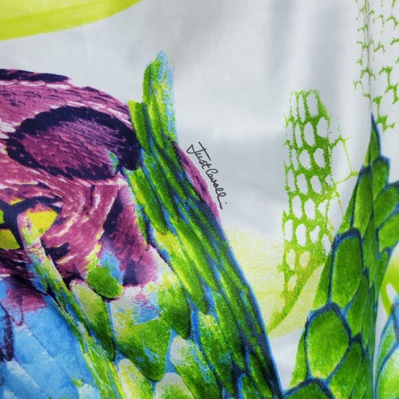 Just Cavalli Purple / Green Floral Print Satin Sheath Dress Size 44 / 8 - Picture 4 of 6